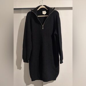 Black Half-Zip Sweater Dress